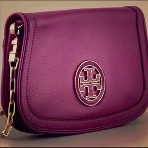 Tory Burch Ananda leather logo clutch $450